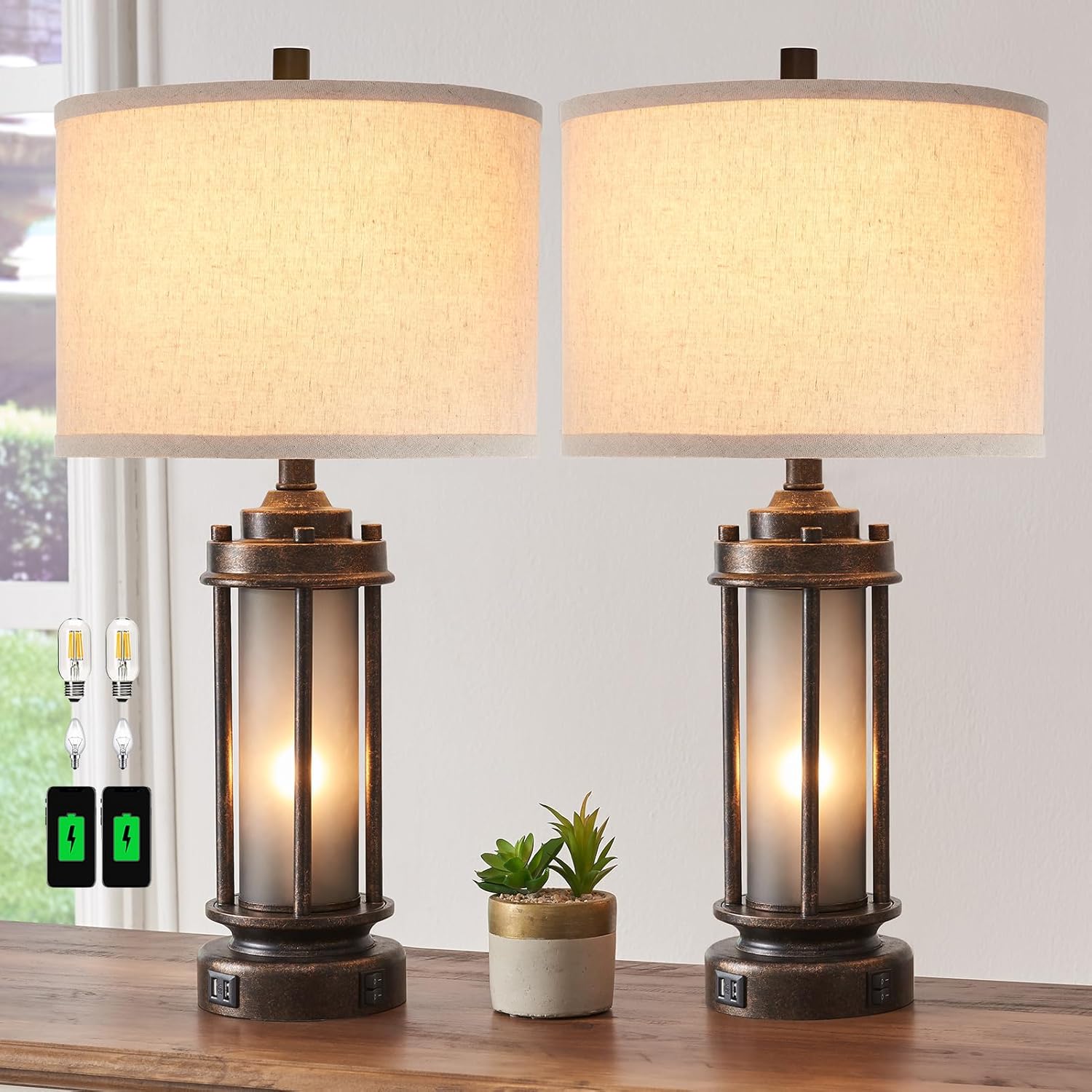 Solar Lamp - Ensemble de 2 lampes de style